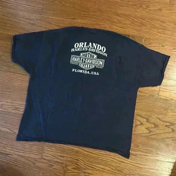 Harley Davidson Orlando Y2K Tee Shirt Size 3X XXXL Biker Motorcycle Navy Tee - Picture 9 of 10